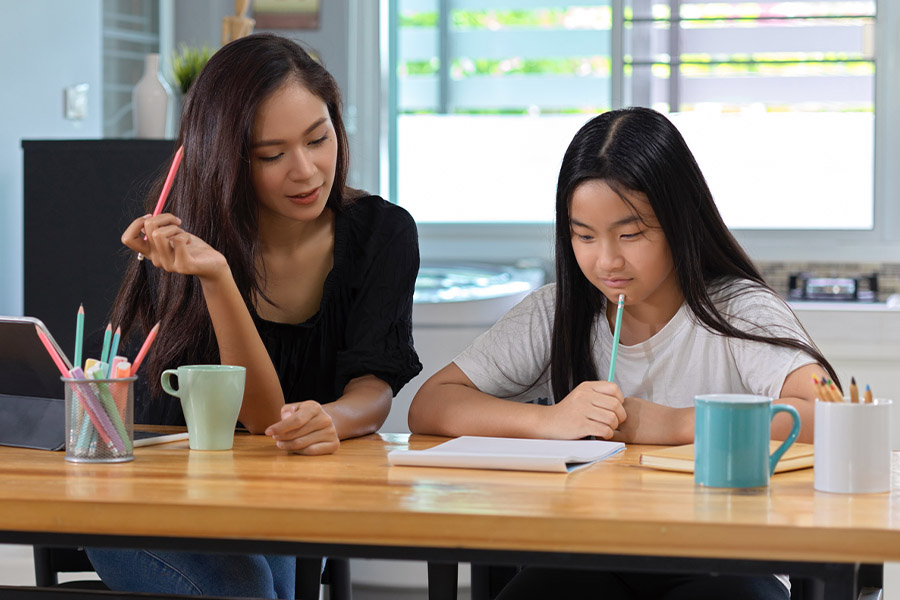 student and tutor together at a desk in Denver